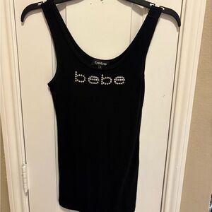 Bebe Black Embellished Tank Top